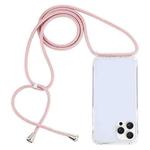 For iPhone 16 Pro Transparent Acrylic Airbag Shockproof Phone Protective Case with Lanyard(Rose Gold)