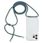 For iPhone 16 Pro Transparent Acrylic Airbag Shockproof Phone Protective Case with Lanyard(Green White Blue)