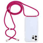 For iPhone 16 Pro Transparent Acrylic Airbag Shockproof Phone Protective Case with Lanyard(Rose Red)