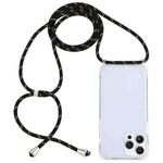 For iPhone 16 Pro Transparent Acrylic Airbag Shockproof Phone Protective Case with Lanyard(Black Gold)