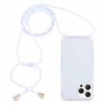 For iPhone 16 Pro Transparent Acrylic Airbag Shockproof Phone Protective Case with Lanyard(White Gold)