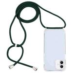 For iPhone 16 Plus Transparent Acrylic Airbag Shockproof Phone Protective Case with Lanyard(Dark Green)