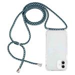 For iPhone 16 Plus Transparent Acrylic Airbag Shockproof Phone Protective Case with Lanyard(Green White Blue)