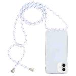 For iPhone 16 Plus Transparent Acrylic Airbag Shockproof Phone Protective Case with Lanyard(White Grey Rough Grain)