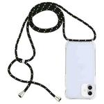 For iPhone 16 Plus Transparent Acrylic Airbag Shockproof Phone Protective Case with Lanyard(Black Green)