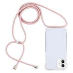 For iPhone 16 Transparent Acrylic Airbag Shockproof Phone Protective Case with Lanyard(Rose Gold)