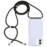 For iPhone 16 Transparent Acrylic Airbag Shockproof Phone Protective Case with Lanyard(Black Gold)