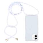 For iPhone 16 Transparent Acrylic Airbag Shockproof Phone Protective Case with Lanyard(White Gold)