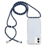 For iPhone 16 Transparent Acrylic Airbag Shockproof Phone Protective Case with Lanyard(Gradient Blue)