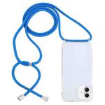 For iPhone 16 Transparent Acrylic Airbag Shockproof Phone Protective Case with Lanyard(Blue)