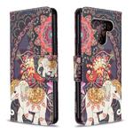 For LG K51 Colored Drawing Pattern Horizontal Flip Leather Case with Holder & Card Slots & Wallet(Flowers and Elephant)