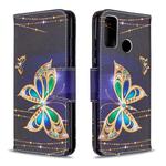 For Huawei P Smart (2020) Colored Drawing Pattern Horizontal Flip Leather Case with Holder & Card Slots & Wallet(Big Butterfly)