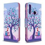 For Huawei Y6P Colored Drawing Pattern Horizontal Flip Leather Case with Holder & Card Slots & Wallet(Two Owls)