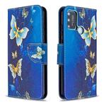 For Huawei Honor 9A Colored Drawing Pattern Horizontal Flip Leather Case with Holder & Card Slots & Wallet(Gold Butterfly)