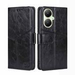 For vivo Y35+ 5G Geometric Stitching Leather Phone Case(Black)