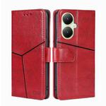 For vivo Y35+ 5G Geometric Stitching Leather Phone Case(Red)