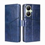 For vivo Y35+ 5G Geometric Stitching Leather Phone Case(Blue)