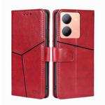 For vivo Y78 5G Geometric Stitching Leather Phone Case(Red)