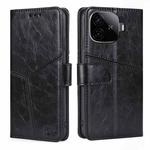 For vivo iQOO Z9 Turbo Geometric Stitching Leather Phone Case(Black)