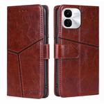 For vivo iQOO Z9x 5G Geometric Stitching Leather Phone Case(Dark Brown)