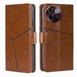 For vivo V30e 5G Global Geometric Stitching Leather Phone Case(Light Brown)