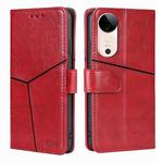 For vivo S19 Geometric Stitching Leather Phone Case(Red)