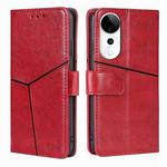 For vivo S19 Pro Geometric Stitching Leather Phone Case(Red)