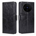 For vivo X100s Geometric Stitching Leather Phone Case(Black)