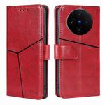 For vivo X100s Geometric Stitching Leather Phone Case(Red)