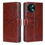 For vivo Y28 4G Geometric Stitching Leather Phone Case(Dark Brown)