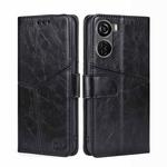 For ZTE Axon 40 Lite Geometric Stitching Leather Phone Case(Black)