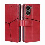 For ZTE Axon 40 Lite Geometric Stitching Leather Phone Case(Red)