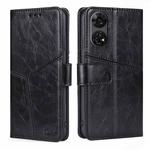 For ZTE Anshin Family Geometric Stitching Leather Phone Case(Black)