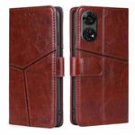 For ZTE Anshin Family Geometric Stitching Leather Phone Case(Dark Brown)