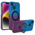 For iPhone 14 Plus Gradient TPU MagSafe Holder Phone Case(Blue Purple)