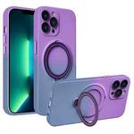 For iPhone 13 Pro MagSafe Holder Gradient TPU Phone Case(Deep Purple Gray)