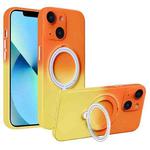 For iPhone 13 MagSafe Holder Gradient TPU Phone Case(Orange Yellow)