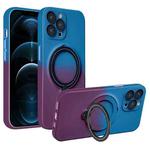 For iPhone 12 Pro Max MagSafe Holder Gradient TPU Phone Case(Blue Purple)