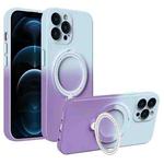 For iPhone 12 Pro MagSafe Holder Gradient TPU Phone Case(Gray Purple)