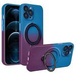 For iPhone 12 Pro MagSafe Holder Gradient TPU Phone Case(Blue Purple)
