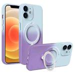 For iPhone 12 Gradient TPU MagSafe Holder Phone Case(Gray Purple)