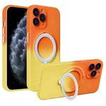 For iPhone 11 Pro Max MagSafe Holder Gradient TPU Phone Case(Orange Yellow)