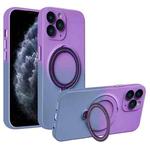 For iPhone 11 Pro MagSafe Holder Gradient TPU Phone Case(Deep Purple Gray)