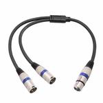 2055YMMF-05 XLR 3pin Female to Dual Male Audio Cable, Length: 50cm(Black+Blue)