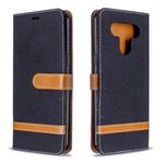 For LG K51 Color Matching Denim Texture Horizontal Flip Leather Case with Holder & Card Slots & Wallet & Lanyard(Black)