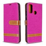 For Huawei P Smart (2020) Color Matching Denim Texture Horizontal Flip Leather Case with Holder & Card Slots & Wallet & Lanyard(Rose Red)