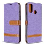 For Huawei P Smart (2020) Color Matching Denim Texture Horizontal Flip Leather Case with Holder & Card Slots & Wallet & Lanyard(Purple)