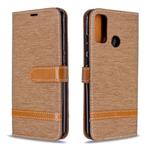 For Huawei P Smart (2020) Color Matching Denim Texture Horizontal Flip Leather Case with Holder & Card Slots & Wallet & Lanyard(Brown)