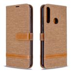For Huawei Y6P Color Matching Denim Texture Horizontal Flip Leather Case with Holder & Card Slots & Wallet & Lanyard(Brown)
