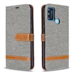 For Huawei Honor 9A Color Matching Denim Texture Horizontal Flip Leather Case with Holder & Card Slots & Wallet & Lanyard(Grey)